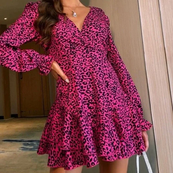 Fabulous Layered Ruffle Hem Leopard Dress - Picture 4 of 7